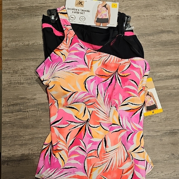 ZeroXposur Women's Tropical Print Swim Dress - Pink, Yellow, Black - Picture 7 of 12